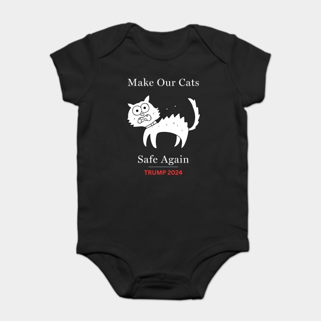 Donald Trump Make Cats Safe Again Baby Bodysuit by QuirkyQuest Creations
